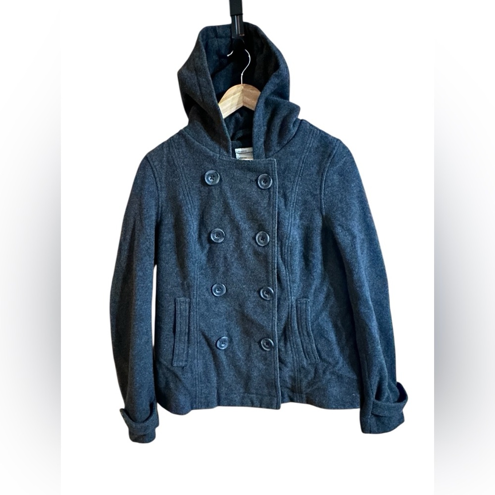 AEROPOSTALE Y2K VINTAGE HOODED CHARCOAL GREY PEACOAT SIZE LARGE